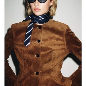 Zara SOLD OUT 100% Brown Suede Peplum Women's Jacket